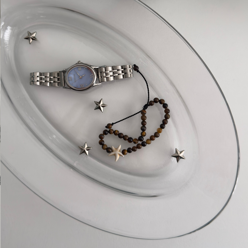 oval metal watch (blue)