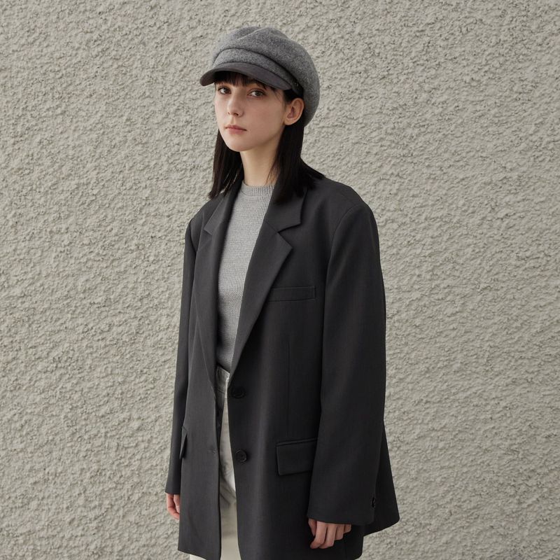 VA Stud Wool Combo Newsboy Cap / Gray