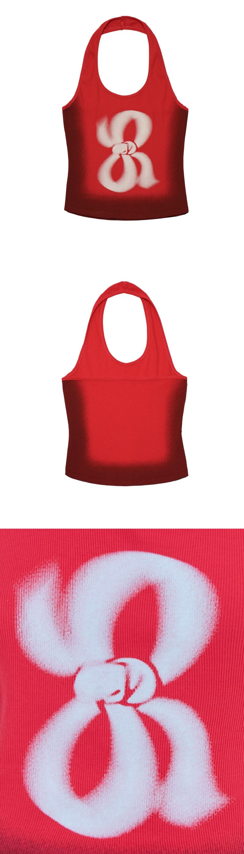 Halter printing top_passion red