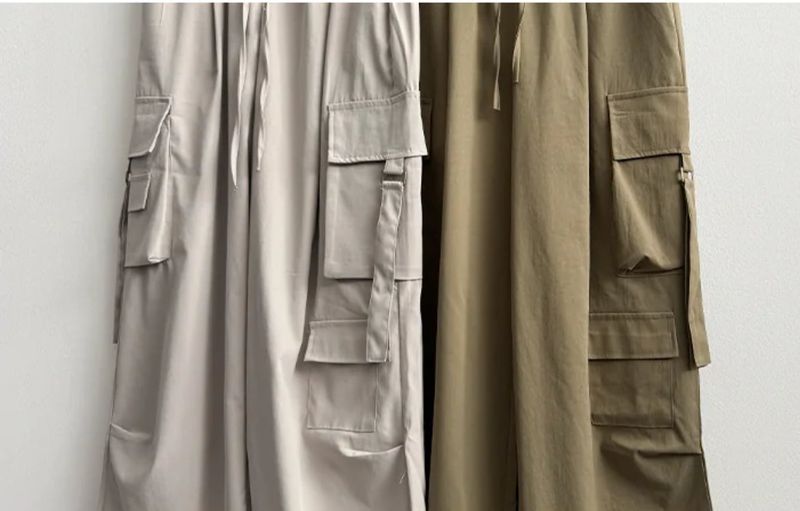 Send-banding two-pocket cargo wide pants