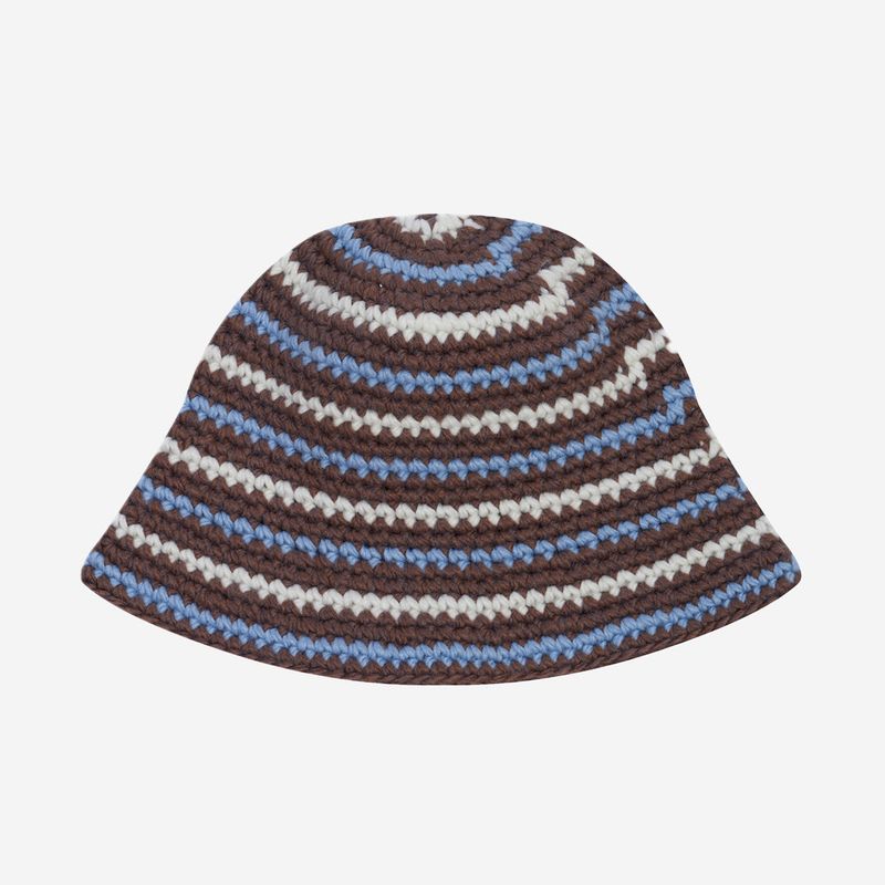Wool Stripe Crochet Hat (Brown)