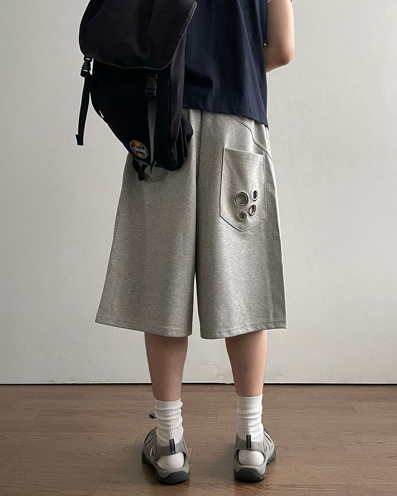 Punch Eyelet Bermuda Sweatpants