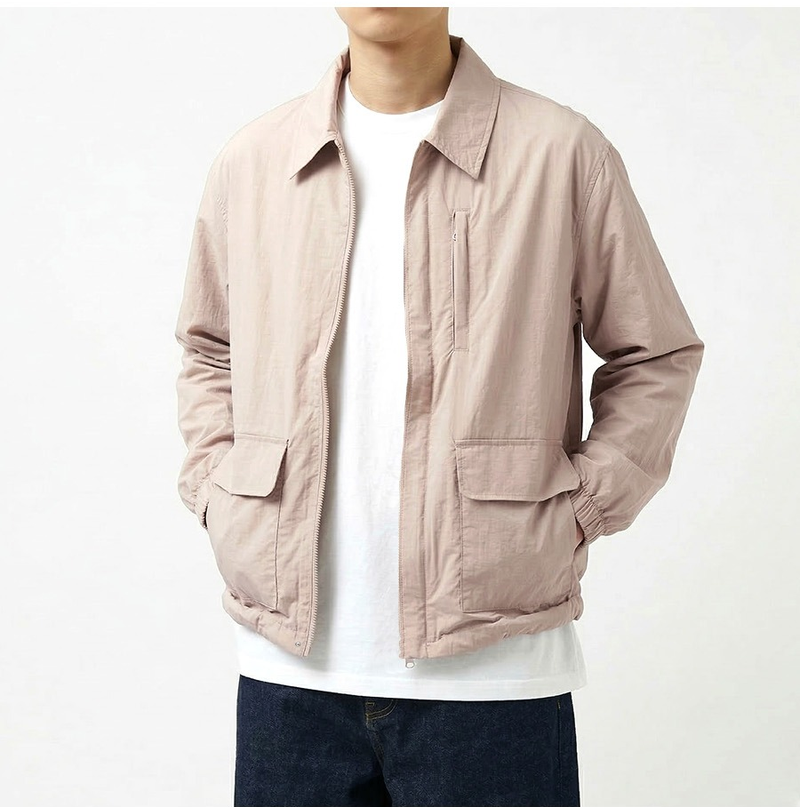 Lightweight Collared Windbreaker Light Beige