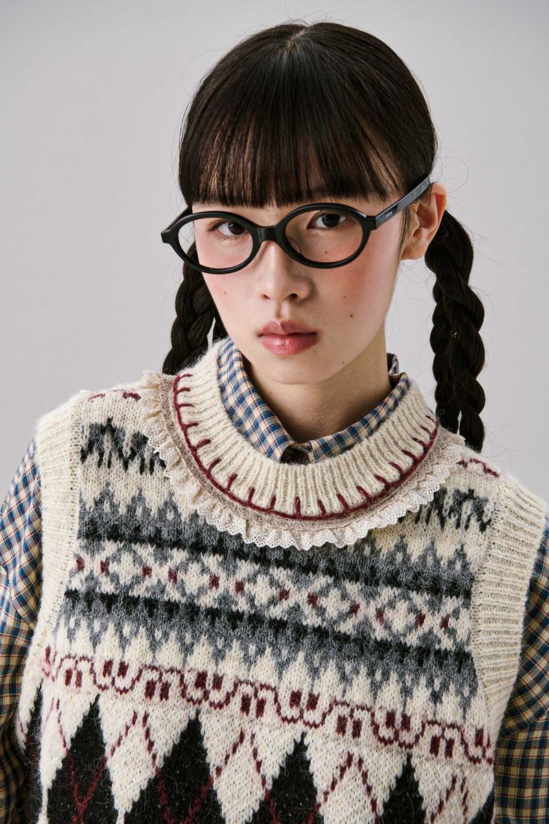 Argyle Lace Vest [Ivory]