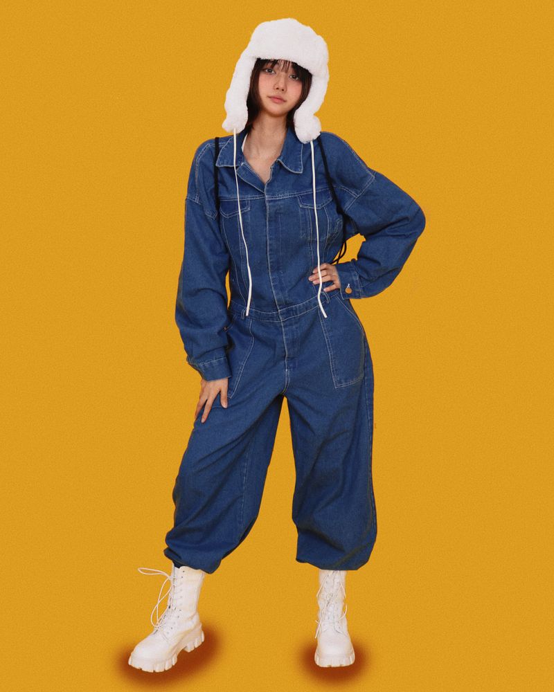 mush over denim jumpsuit