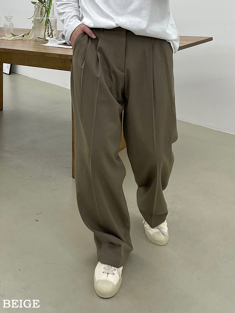 ABLE TWO TUCK WIDE SLACKS(5COLOR)