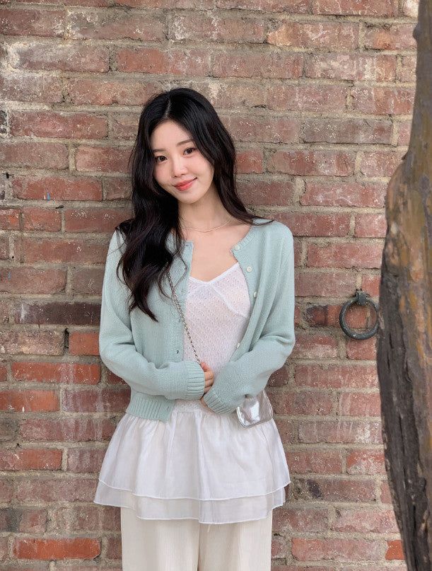 SHOPPERLAND（ショッパーランド）の「Basic Cotton100 Round Knit Cardigan (7color)（Tops）」
