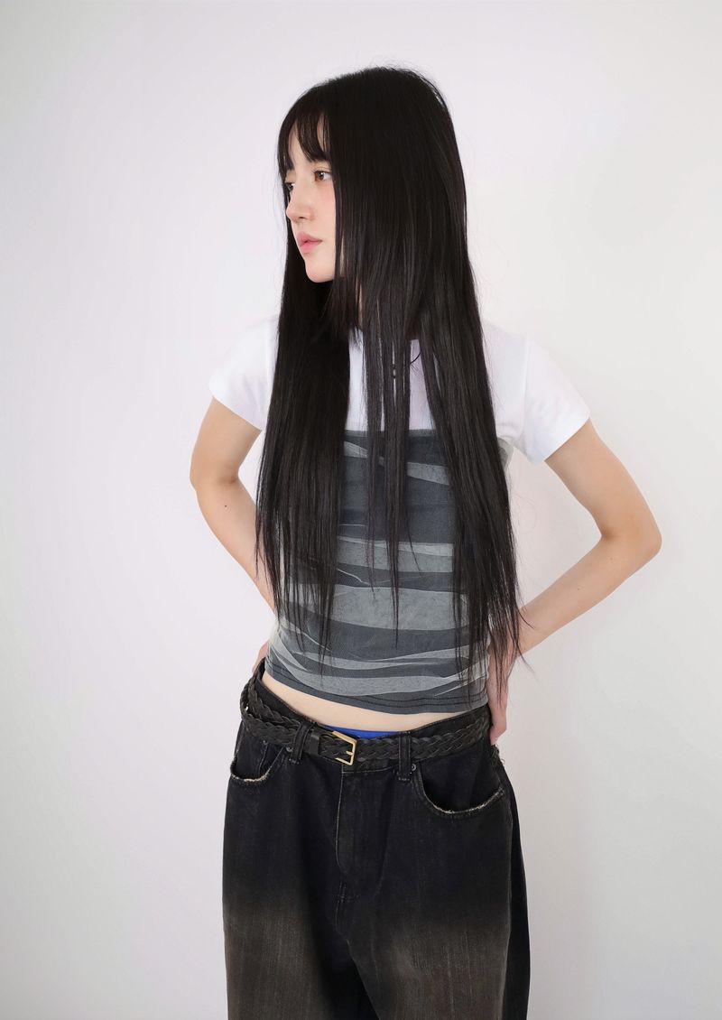 (UNISEX)Torn Twilight black Denim