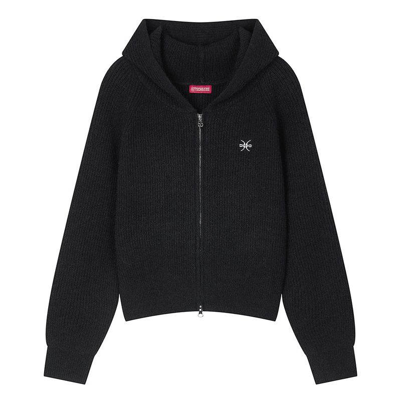 kitsch&kiss（キッチアンドキス）の「Knit Tuck-Stitch Zip-Up Hoodie (26FOU-HDZP01)（Tops）」