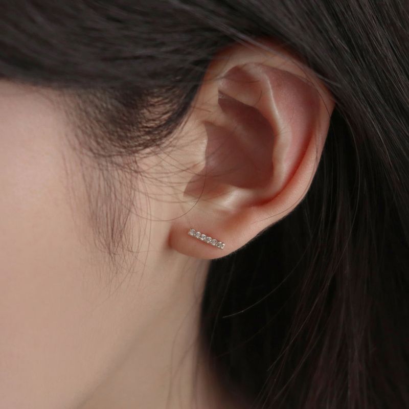 [single earring]14K gold cubic bar earring