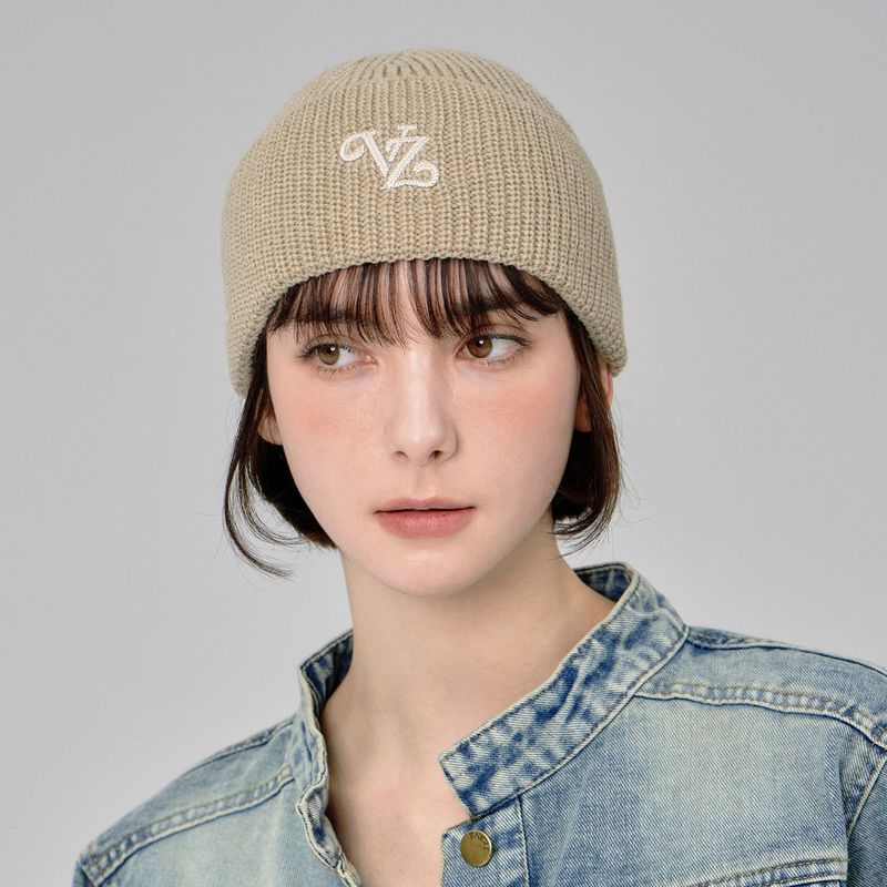 Leaf VZ Logo Washed Beanie / Beige