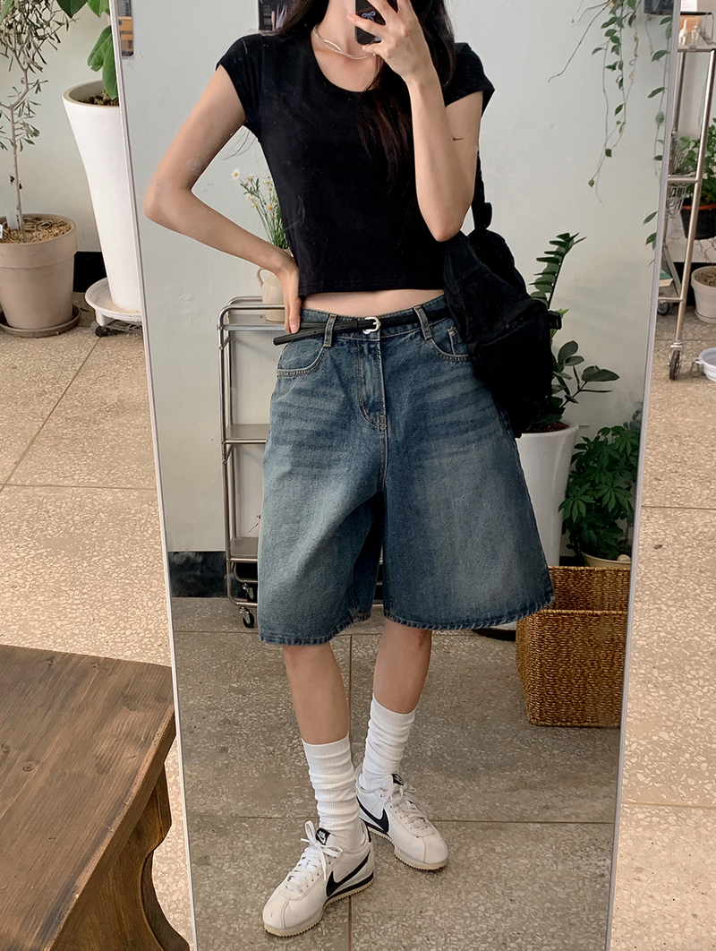 Vintage Bermuda Wide Denim Shorts