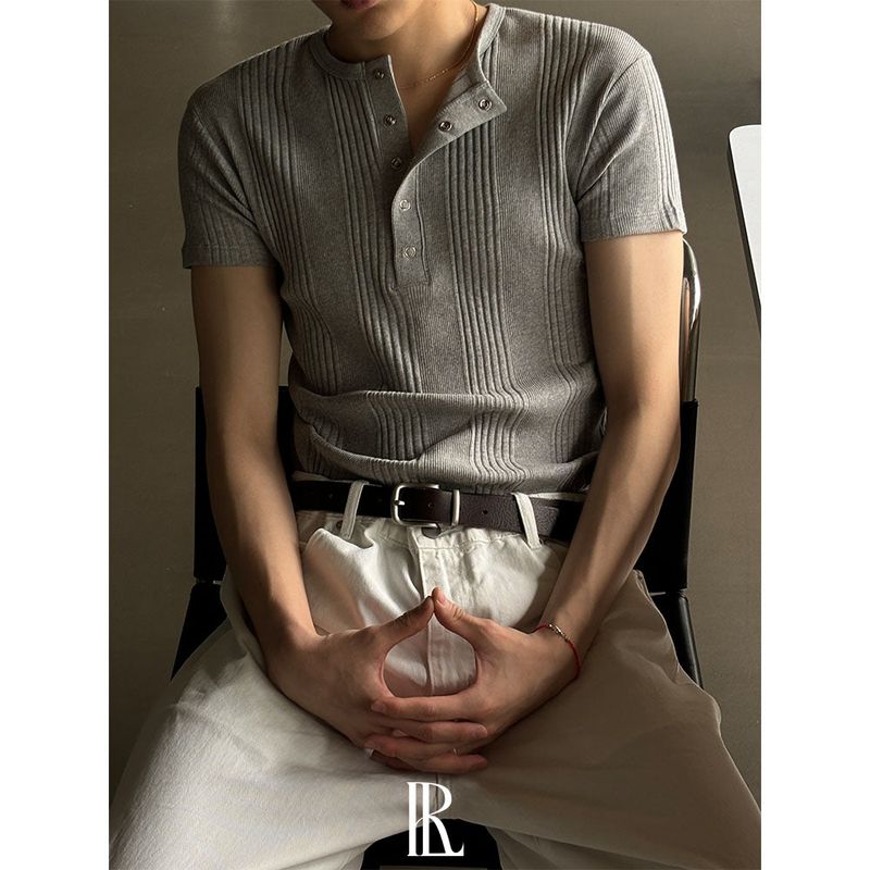 [S/S] High ribbed henry neck half knit(3color)