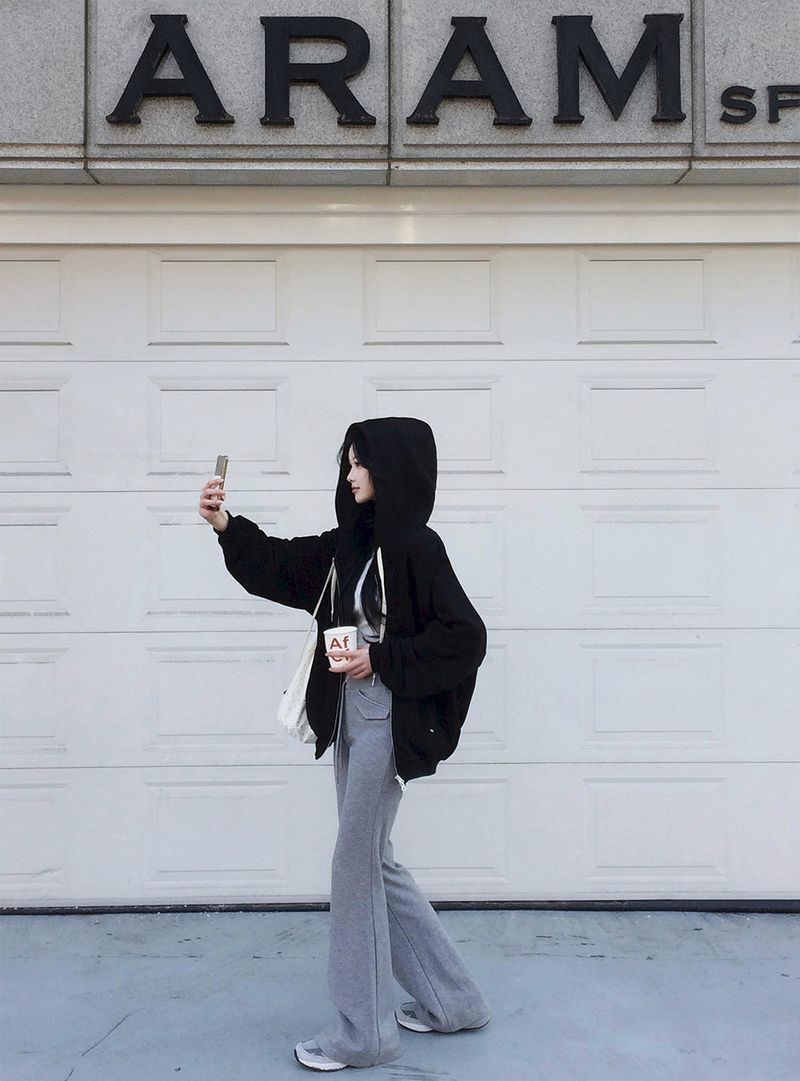 [Bellied made] Movening Color Blocking Two-Way Hooded Zip-up