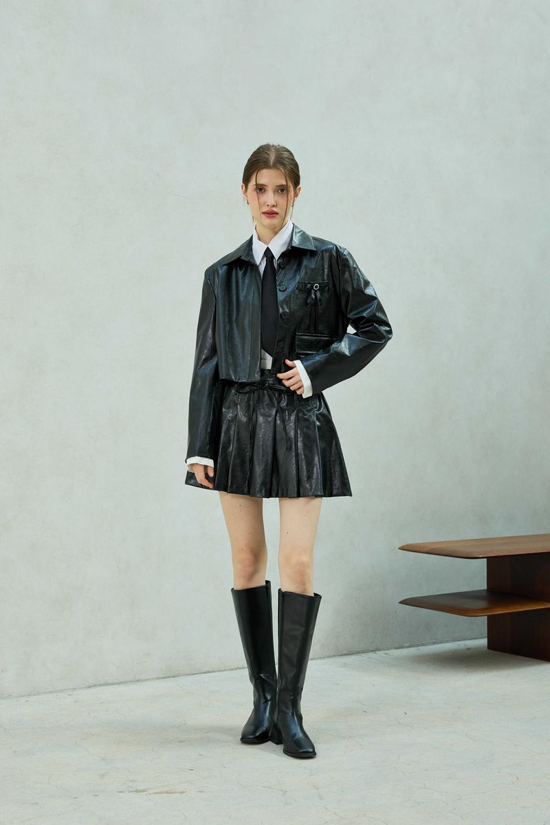 MOLLY LEATHER CROP JACKET / BLACK