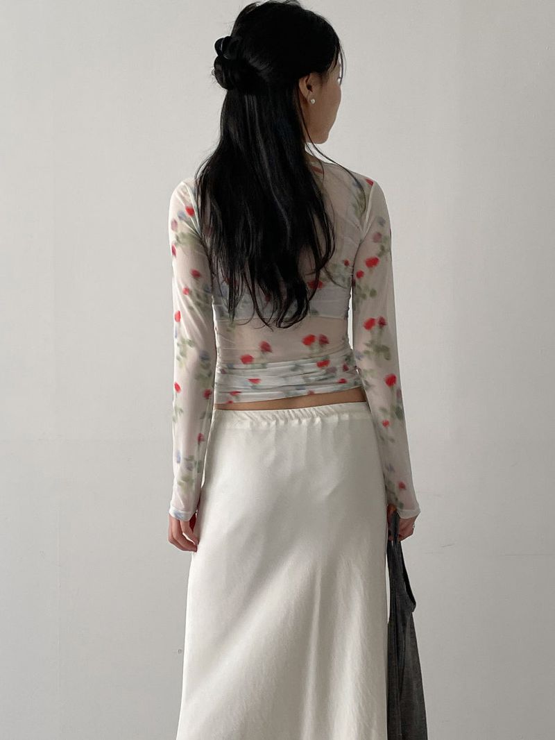 Flower See-through Layered T-shirt