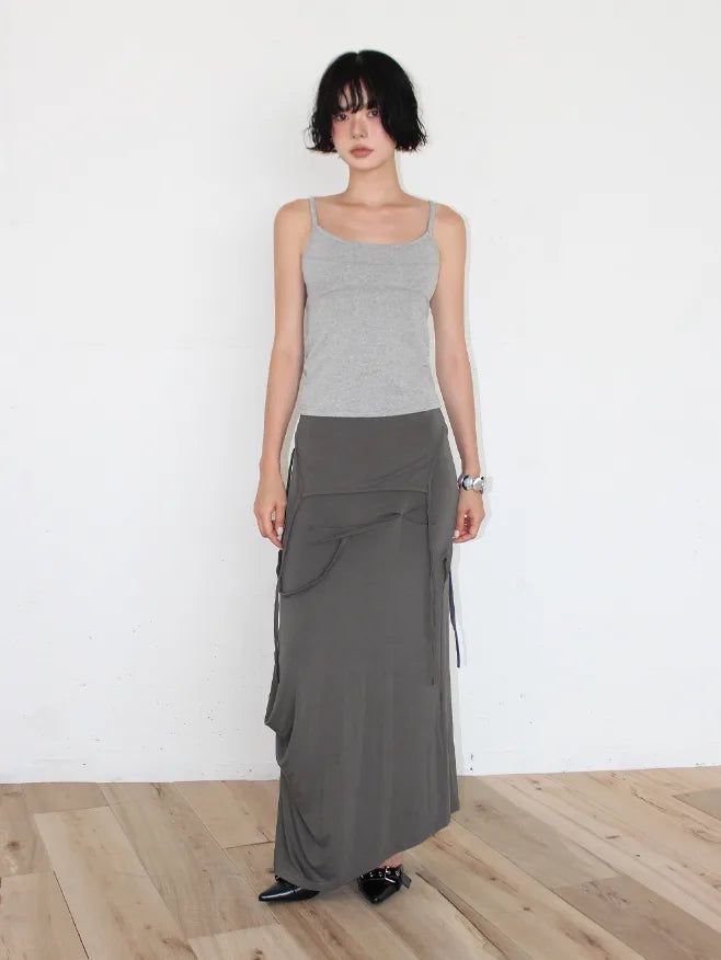 DRAPE STRAP MAXI SKIRT