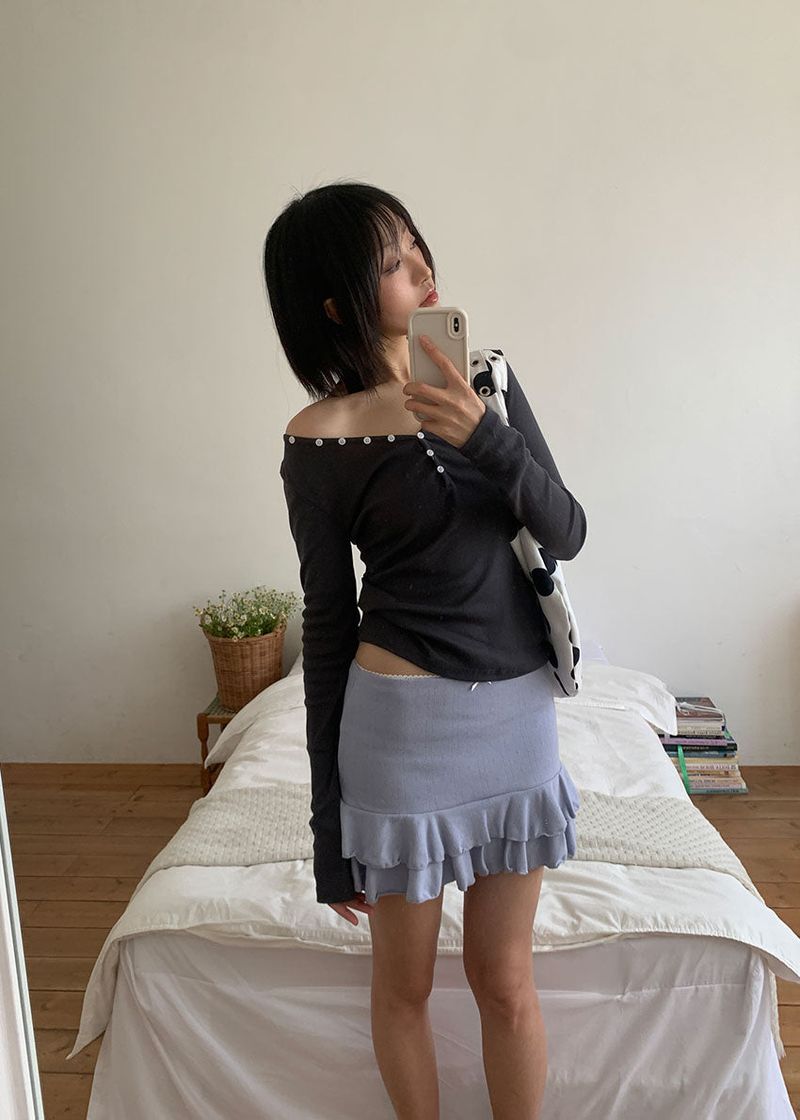 PUNCHING FRILL LACE SKIRT (3color)