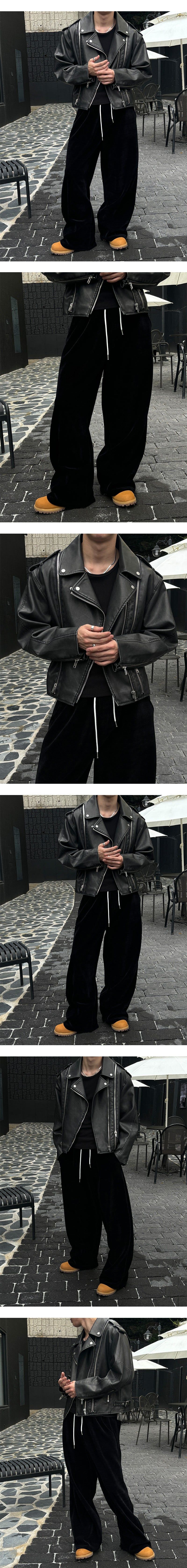 [F/W] Washed crop rider jacket