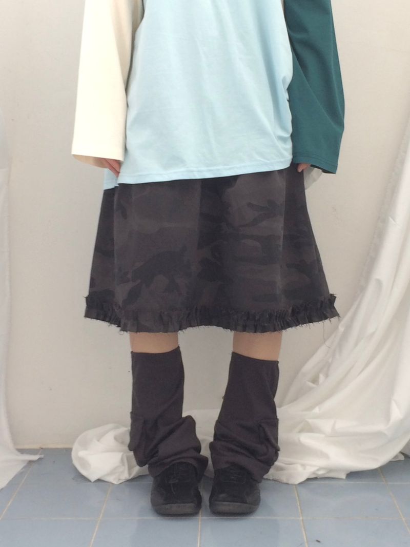 rough frill camotiered skirt