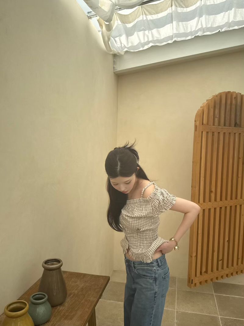 check off-shoulder blouse
