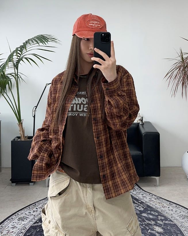 SATIIIZ（サティーズ）の「Tona Wrinkle Crop Check Shirt（Tops）」