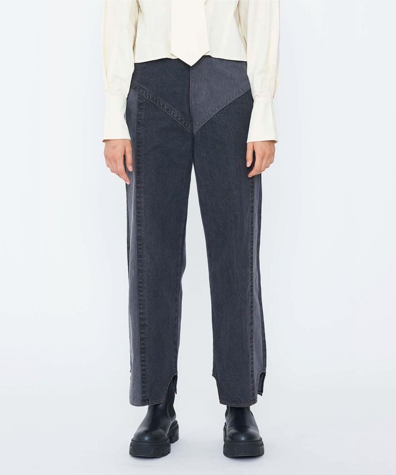 WASHED SWITCHED DENIM PANTS