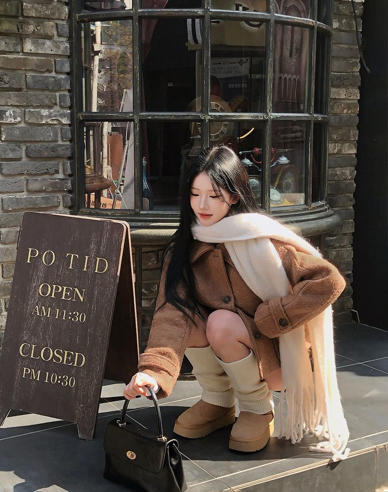 [BELLIDE MADE] fluffy wool collar short coat
