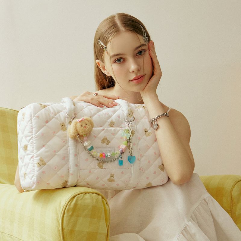 Coco Quilting Tote Shoulder Bag _ White　