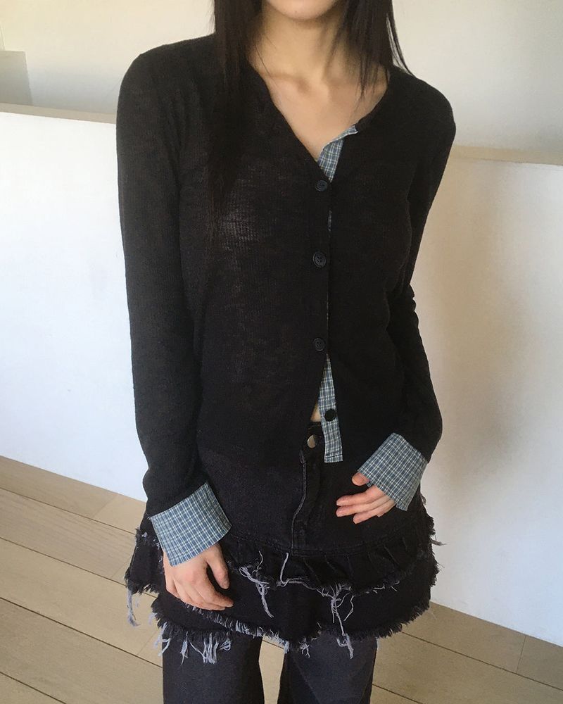 Kens Checkered Slav Cardigan