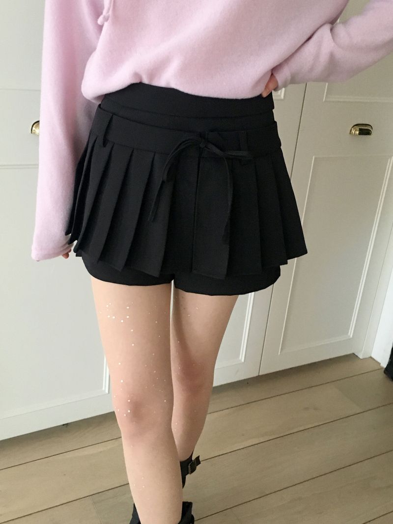 Wicca two-way ribbon pants pleated mini skirt