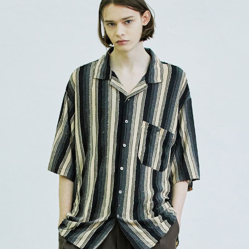 S SY（エスエスワイ）の「airo grunge stripe jersey shirt brown（Tops）」
