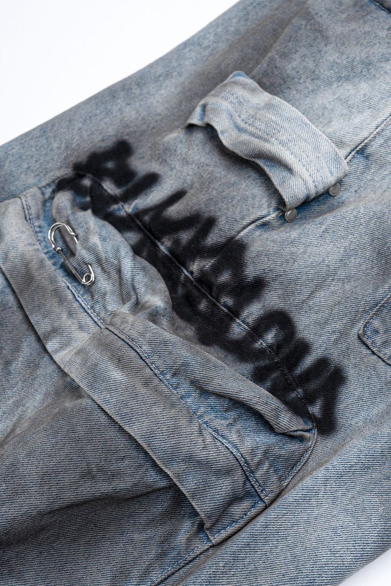 BBD Graffiti Logo Dirty Washing Cargo Shorts (Vintage Blue)