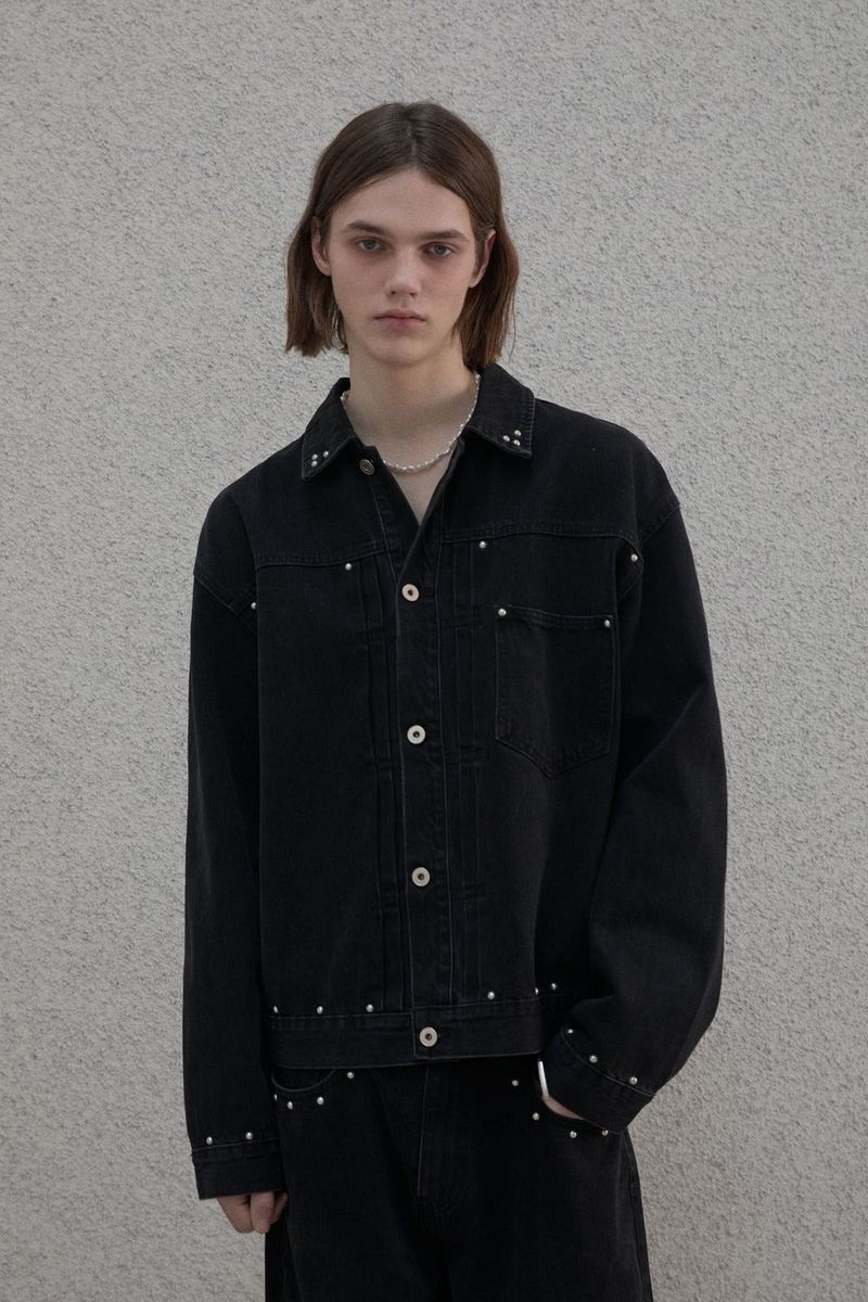 Studded selvage washed denim - Jacket