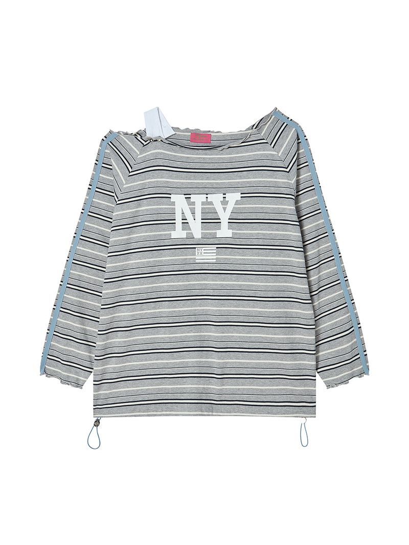STRING OFF SHOULDER L/S GREY