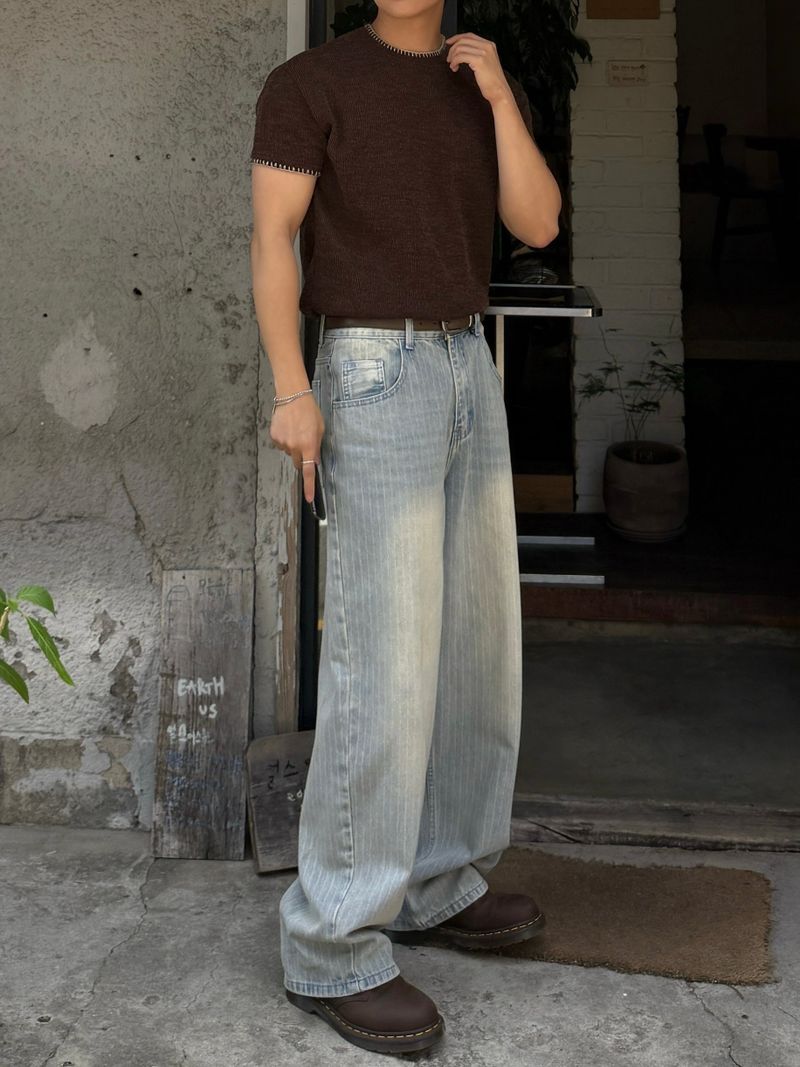 Fitz stripe denim pants