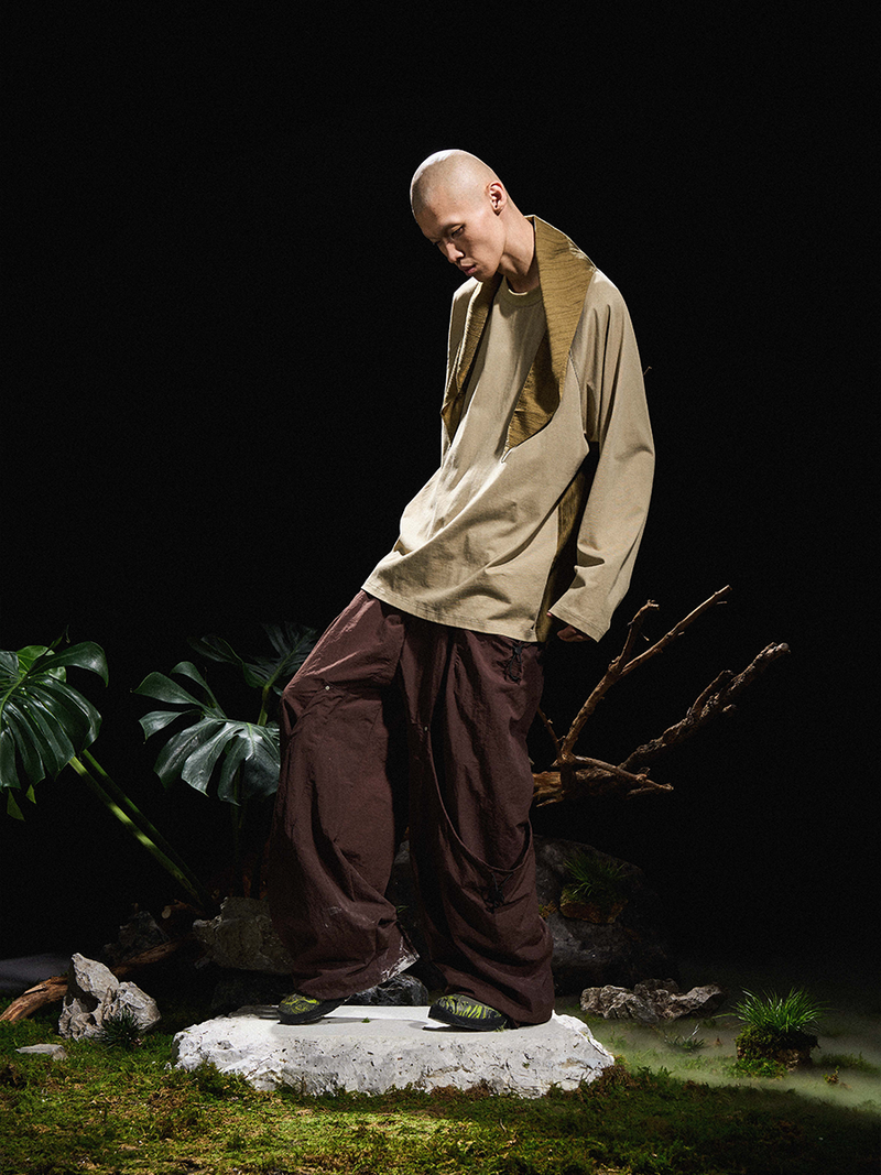 24AW バタフライフリーレゾナンスパッチワークカラーブレーキングネックスカーフロングスリーブT