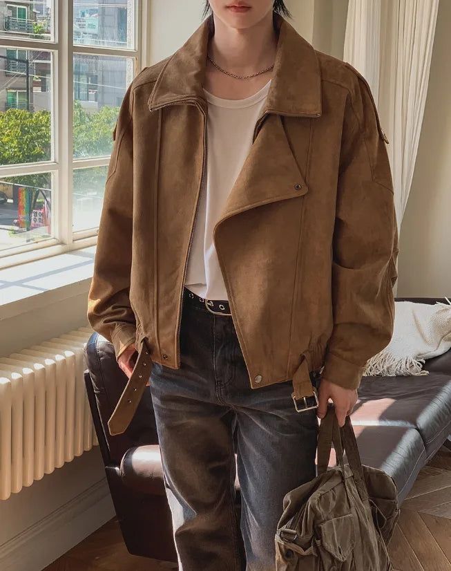 Seidon Suede High-Neck Rider Jacket