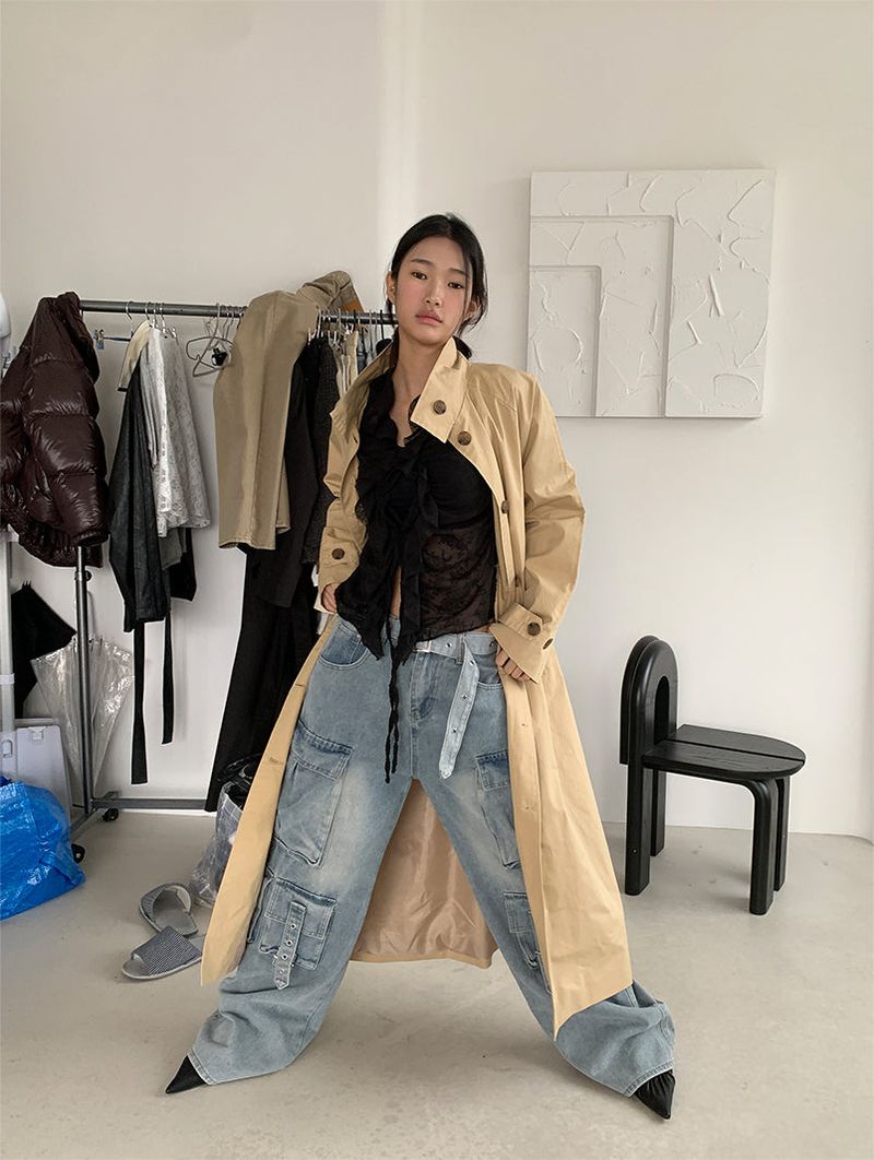 HIGH NECK MAXI TRENCH COAT (3C)