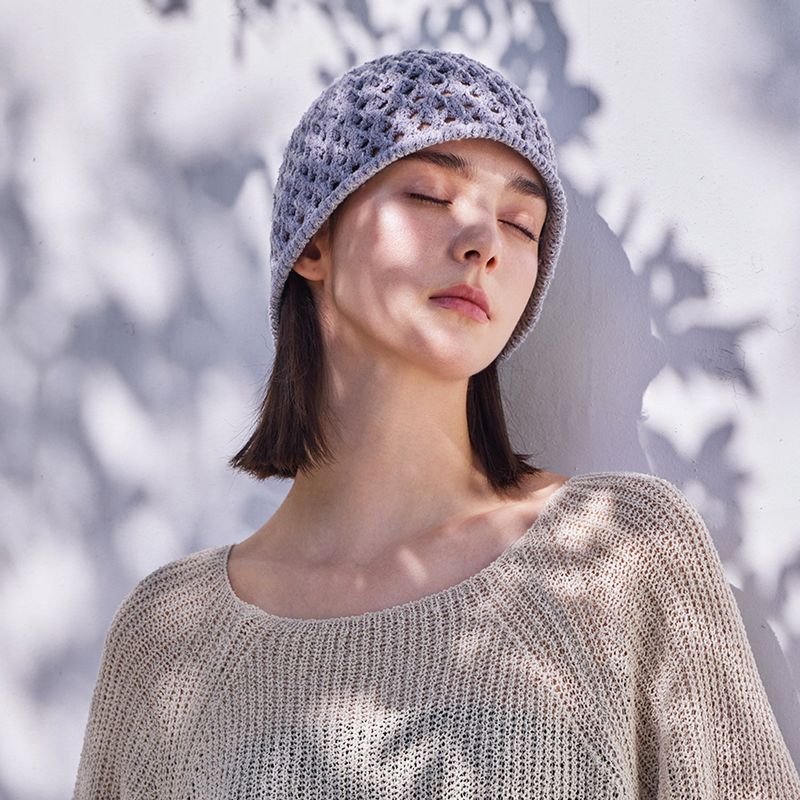 VZ Long Label Punching Knit Bucket Hat / Gray