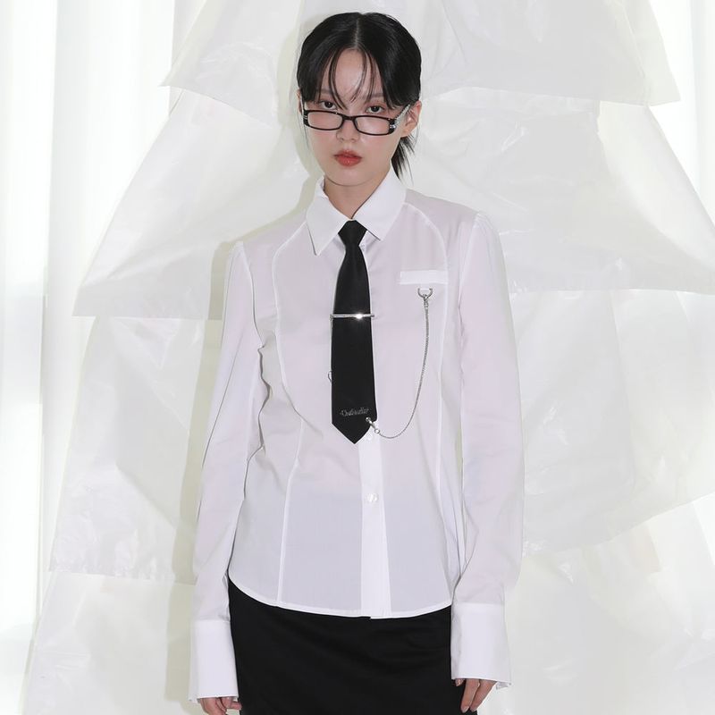 CLUT STUDIO（クラットスタジオ）の「Necktie Chain Shirt - WHITE（Tops）」