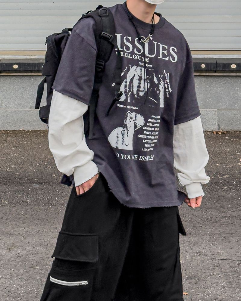 Issue Layered Color-Blocked Oversized Long Sleeve