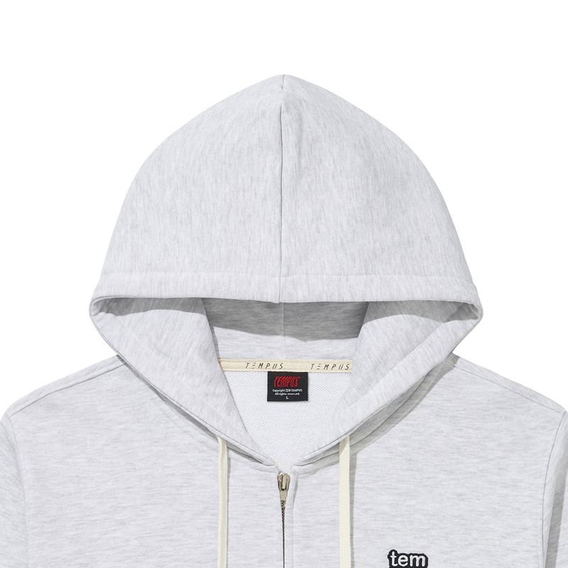 TEMPUS PATCH CROP HOOD ZIP-UP [WHITE MELANGE]