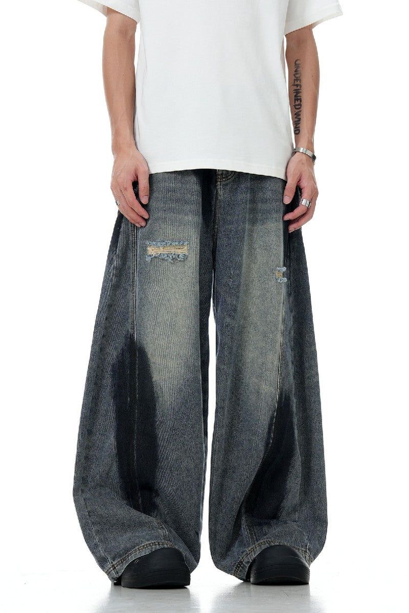 Graffiti Ripped Lantern Jeans
