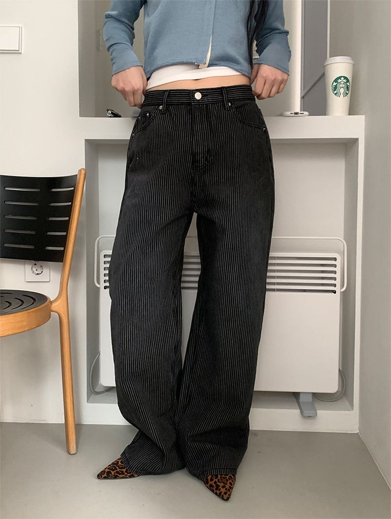 STRIPE BLACK JEANS
