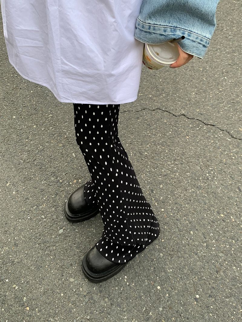 [MADE] Dot Pleated Long Bootcut Pants