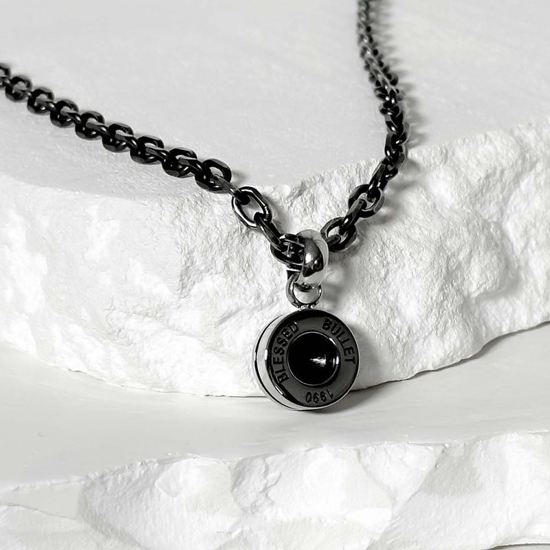 SS-Bullet Back Necklace_Black silver_original