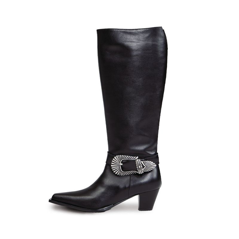 Western buckles long boots