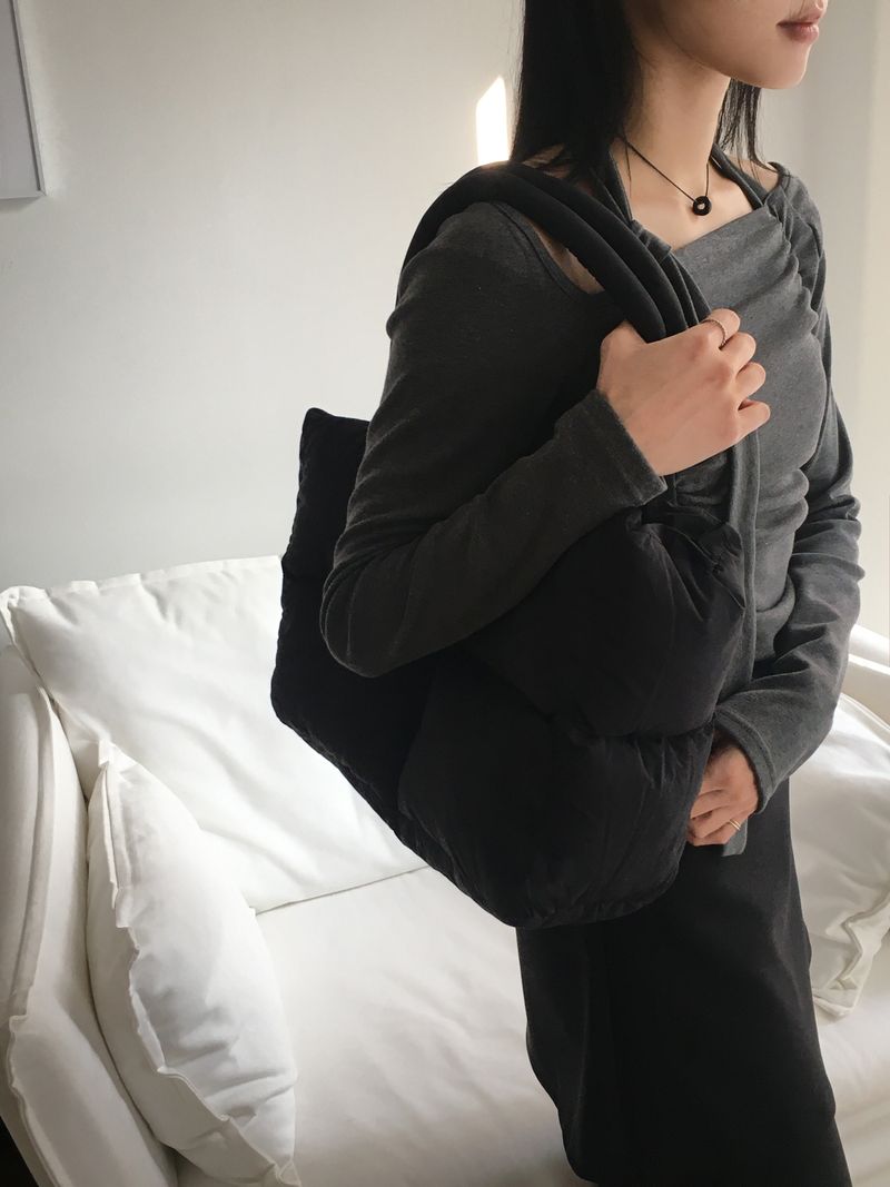 Dukan Waffle Padded Quilted Square Big Shoulder Bag
