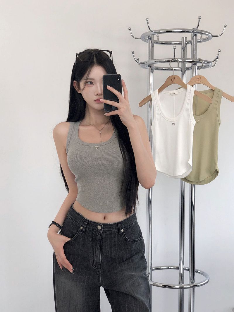 [BELLIDE MADE] HEART PENDANT RIB CAMISOLE
